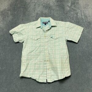 Panhandle Casual Shirt Boys L Multicolor Plaid Regular Chest Pocket Pearl Snap